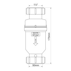 Zawór membranowy mufowy zwrotny o średnicy 11/4x50mm MCALPINE MACVALVE-17