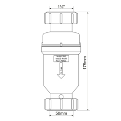 Zawór membranowy mufowy zwrotny o średnicy 112x50mm MCALPINE MACVALVE-18