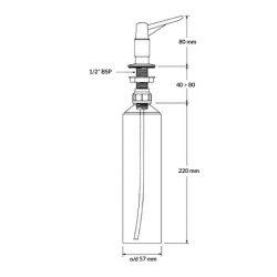 Dozownik do płynów mocowany w blacie, zlewozmywaku lub umywalce, element dozujący abs chrom MCALPINE HC20CP