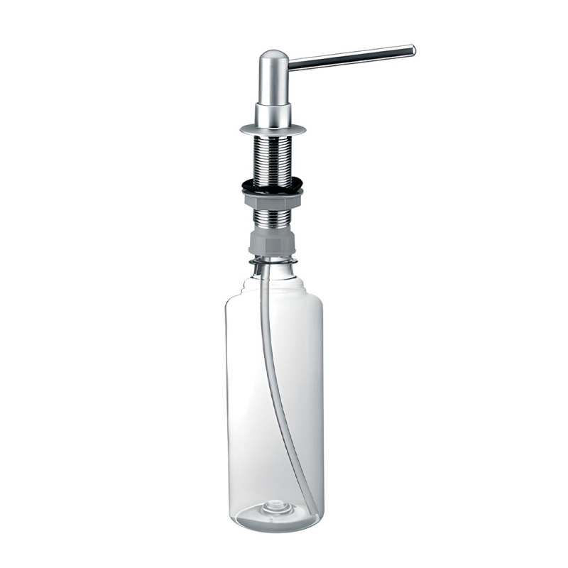 Dozownik do płynów mocowany w blacie, zlewozmywaku lub umywalce, element dozujący mosiądz chrom MCALPINE HC20-CPB