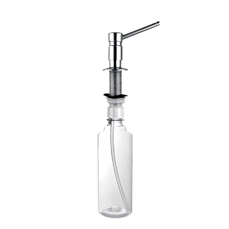 Dozownik do płynów mocow. w blacie, zlewozmywaku lub umywalce, element dozujący mosiądz stal szczotkow. MCALPINE SOAP-MT102-SN