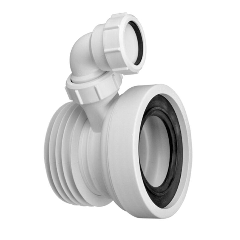 Przyłącze kanalizacyjne, krótkie l-120mm,wejście 90-110mm,wyjście 110mm, proste z odejściem 40mm MCALPINE WC-CON1D