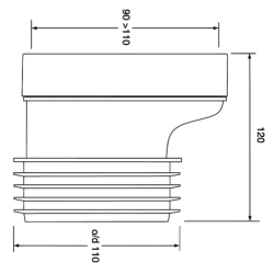Przyłącze kanalizacyjne, krótkie l-120mm,wejście 90-110mm,wyjście 110mm z przesunięciem mimośr. 20mm MCALPINE WC-CON4