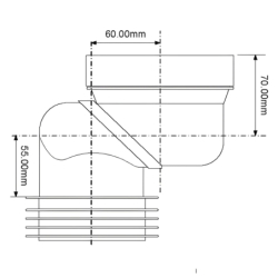 Przyłącze kanalizacyjne, krótkie l-160mm,wejście 90-110mm,wyjście 110mm z przesunięciem mimośr. 60mm MCALPINE WC-LO-6
