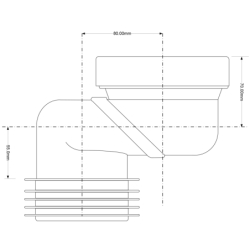 Przyłącze kanalizacyjne, krótkie l-160mm,wejście 90-110mm,wyjście 110mm z przesunięciem MCALPINE WC-LO-8