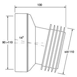 Przyłącze kanalizacyjne, krótkie l-130mm,wejście 90-110mm,wyjście 110mm, kąt 14 MCALPINE HC39