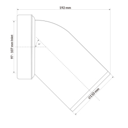 Przyłącze kanalizacyjne, krótkie l-220mm,wejście 90-110mm,wyjście 110mm, kąt 45 MCALPINE WCE-CON16