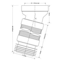 Przyłącze kanalizacyjne, długie l-260mm,wejście 90-110mm,wyjście 110mm, kąt 14 MCALPINE WC-CON7