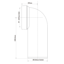 Przyłącze kanalizacyjne, długie l-300mm,wejście 90-110mm,wyjście 110mm, kąt 90 MCALPINE WCE-CON9