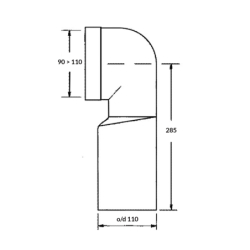 Przyłącze kanalizacyjne, długie l-275mm,wejście 90-110mm,wyjście 110mm, kąt 90 MCALPINE HC42-P