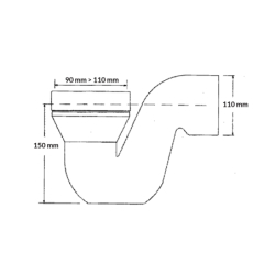 Przyłącze kanalizacyjne z zasyfonowaniem l-150 mm, wejście 90-110mm,wyjście 110mm tzw. tureckie MCALPINE HC46