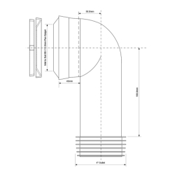 Przyłącze kanalizacyjne elastyczne ,długie ,wejście 90-110mm,wyjście 110mm,kąt 90 MCALPINE MAC8L-EXS