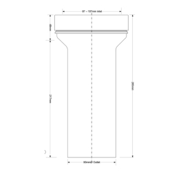 Sztucer wc prosty 90mm l-265mm MCALPINE WC-CON2BL-NOSEAL