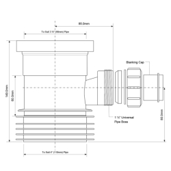 Łącznik kanalizacyjny 110mm z wyjściem 110mm i odejściem 40mm MCALPINE WC-BP1-40