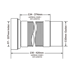 Przyłącze kanalizacyjne harmonijkowe l-270540mm,wejście 90-110mm,wyjście 110mm MCALPINE WC-F23P