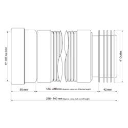 Rura wc harmonijkowa uniwersalna l-258540mm,,wejście 97-107mm,wyjście 110mm MCALPINE WC-F26R-PL