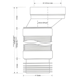 Przyłącze kanalizacyjne harmonijkowe l-253338mm,wejście 90-110mm,wyjście 110mm z przesunięciem 40mm MCALPINE WC-CON4AF
