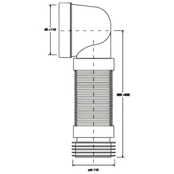 Przyłącze kanalizacyjne harmonijkowe l-265540mm,wejście 90-110mm,wyjście 110mm, kąt 90 MCALPINE WC-CON8F