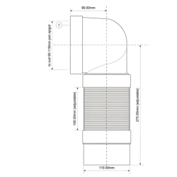 Przyłącze kanalizacyjne harmonijkowe l-265540mm,wejście 90-110mm,wyjście 110mm, kąt 90 MCALPINE WC-CON9F
