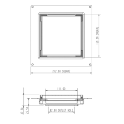 Odpływ liniowy, kwadratowy ,150x150mm MCALPINE CD150-90-BTRI