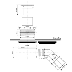 Syfon odpływowy do odpływów liniowych .przepływ 36l/min. wysokość 70 mm MCALPINE CD-HC2734L-NG-PB