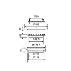 Kratka podłogowa wykonana ze stali nierdzewnej 150x150mm MCALPINE FGTOP6SS