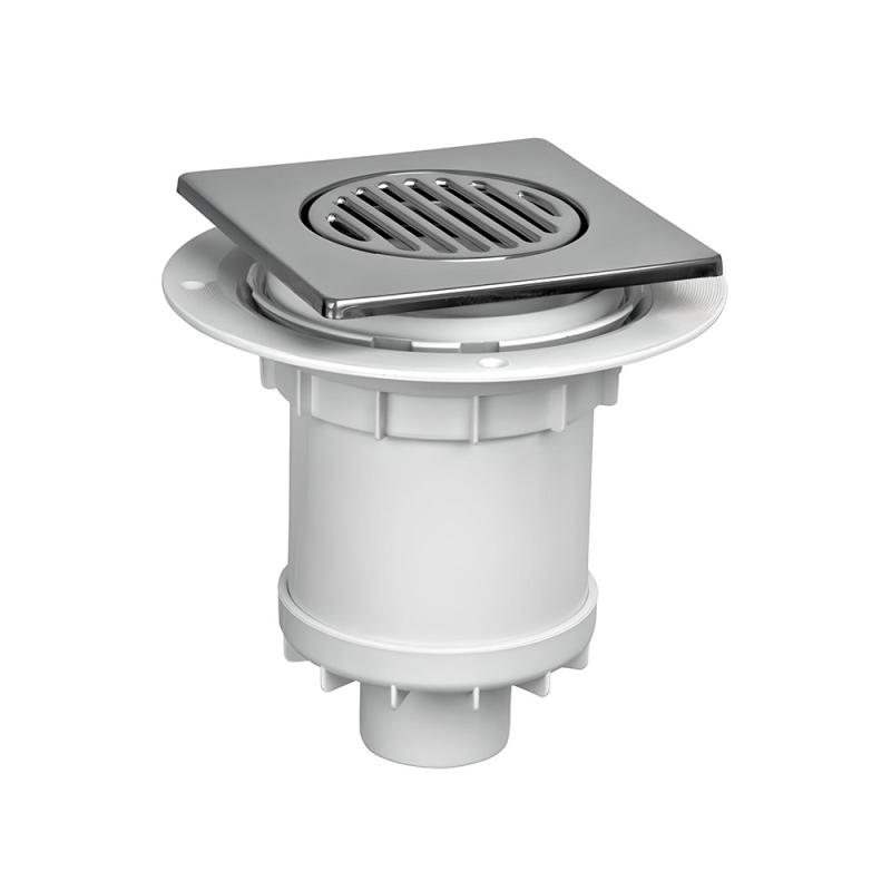 Wpust podłogowy wykonany z abs z odpływem 110/50mm, czyszczony od góry z kratką ze stali nierdzewnej115x115mm MCALPINE TSG2TB