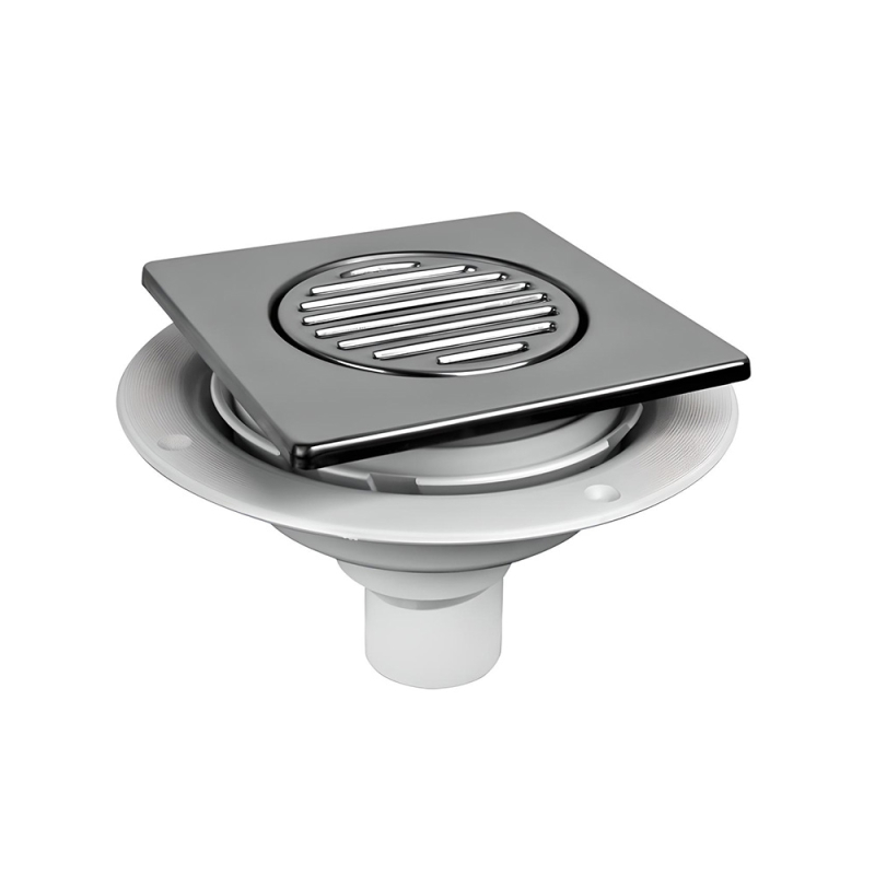 Wpust podłogowy wykonany z abs z odpływem 50mm, czyszczony od góry z kratką ze stali nierdzewnej150x150mm MCALPINE USG2T6SS