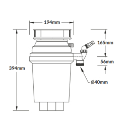 Rozdrabniacz kuchenny z pneumatycznym włącznikiem, moc 0,75 km MCALPINE WDU-3ASEU-POL