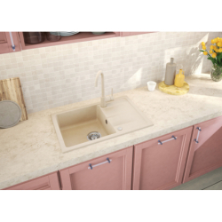 Zlewozmywak granitowy 1-komorowy z ociekaczem Leda beż DEANTE ZRD_5113