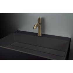 Umywalka granitowa nablatowa z miejscem na baterię - z maskownicą Correo nero DEANTE CQR_NU6M