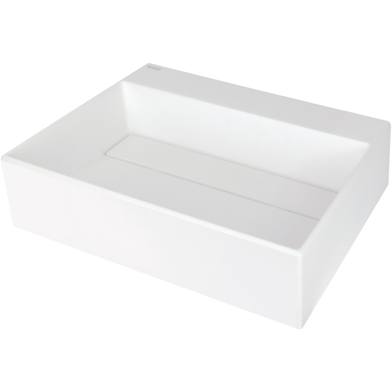 Umywalka granitowa nablatowa z miejscem na baterię - z maskownicą Correo alabaster DEANTE CQR_AU5M