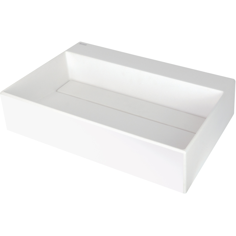 Umywalka granitowa nablatowa z miejscem na baterię - z maskownicą Correo alabaster DEANTE CQR_AU6M