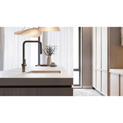 Bateria kuchenna z wyciąganą wylewką Momi brąz szczotkowany DEANTE BKM_C73N