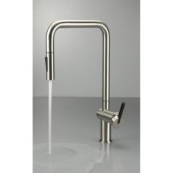 Bateria kuchenna z wyciąganą wylewką Momi stal szczotkowana DEANTE BKM_F73N