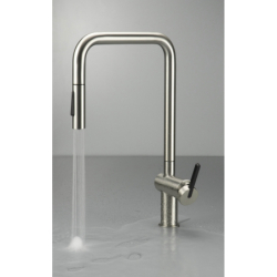 Bateria kuchenna z wyciąganą wylewką Momi stal szczotkowana DEANTE BKM_F73N