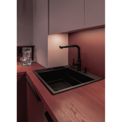 Bateria kuchenna z wyciąganą wylewką Momi nero DEANTE BKM_N73M