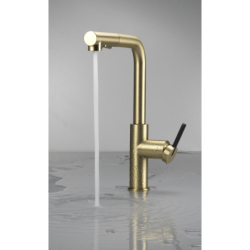 Bateria kuchenna z wyciąganą wylewką Momi złoto szczotkowane DEANTE BKM_R73M