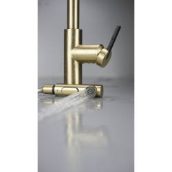 Bateria kuchenna z wyciąganą wylewką Momi złoto szczotkowane DEANTE BKM_R73M