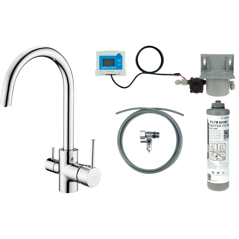 Bateria kuchenna z zestawem do filtracji wody chrom DEANTE BCHF064M
