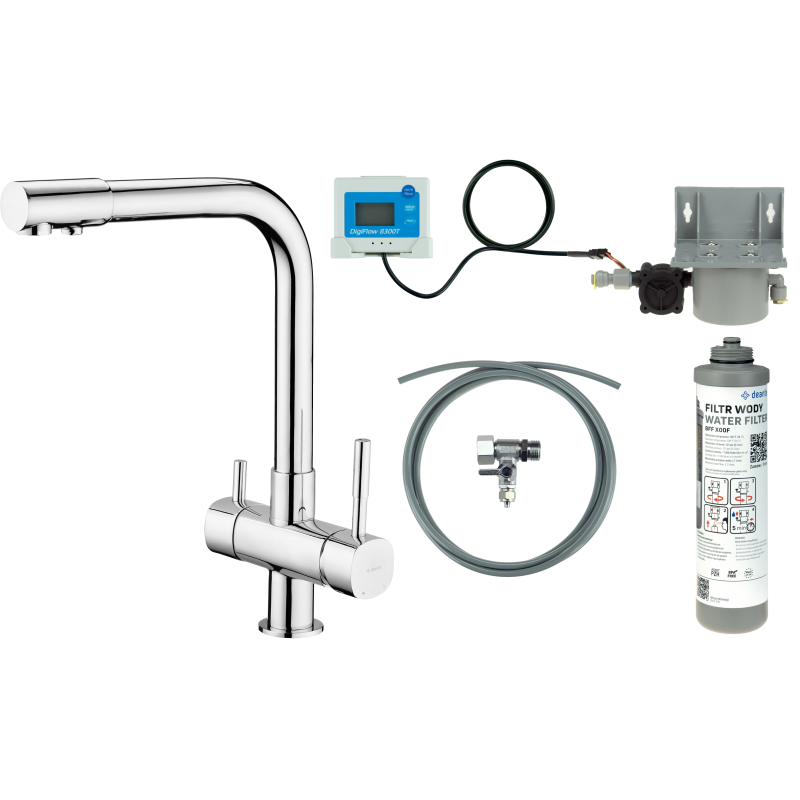 Bateria kuchenna z zestawem do filtracji wody chrom DEANTE BCHF065M