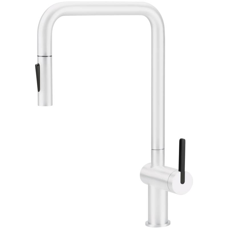 Bateria kuchenna z wyciąganą wylewką Momi bianco DEANTE BKMA73N