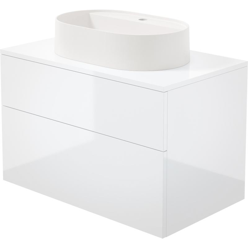 Szafka umywalkowa z umywalką granitową - 55x35 cm Prizma biały połysk DEANTE SD6B8SAU6B