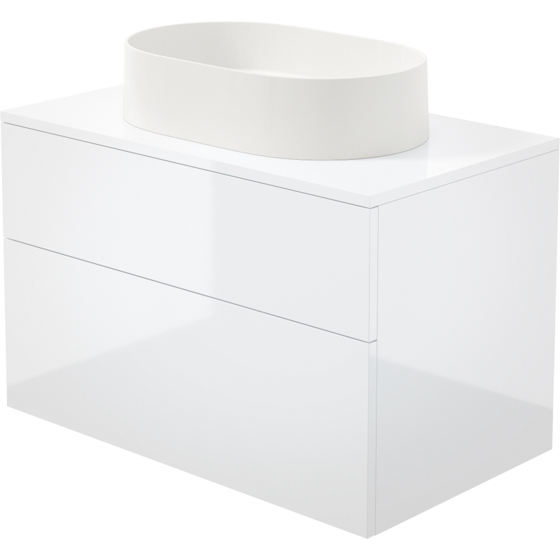 Szafka umywalkowa z umywalką granitową - 55x35 cm Prizma biały połysk DEANTE SD6B8SAU6S