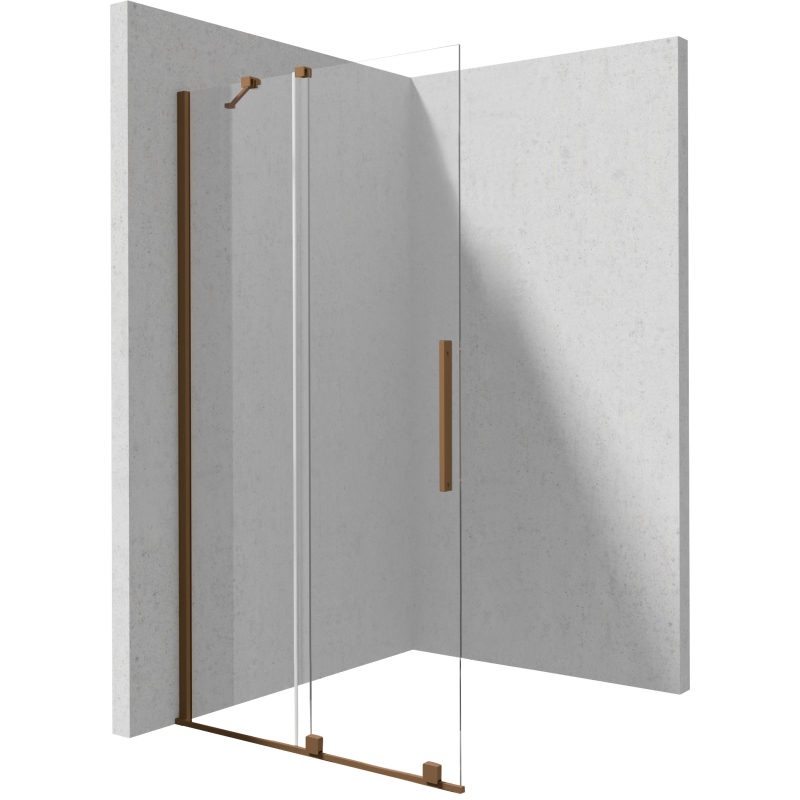 Ścianka prysznicowa walk-in 90 cm - przesuwna Prizma brąz szczotkowany DEANTE KTJC39R