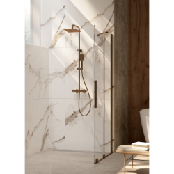 Ścianka prysznicowa walk-in 90 cm - przesuwna Prizma brąz szczotkowany DEANTE KTJC39R
