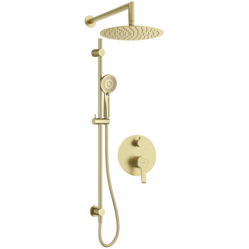 Zestaw prysznicowy podtynkowy z drążkiem - z głowicą prysznicową Arnika złoty szczotkowany DEANTE NACR6QP