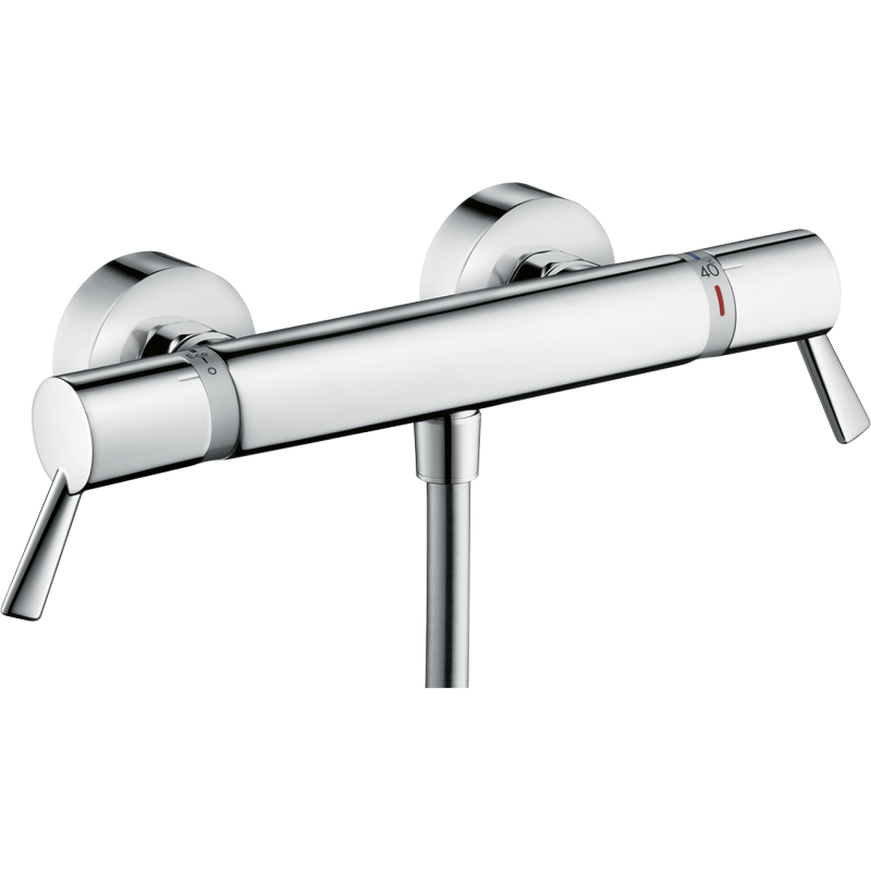 Bateria prysznicowa Care z długimi uchwytami, termostatyczna, natynkowa Chrom Ecostat Comfort HANSGROHE 13117000