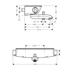 Bateria wannowa, termostatyczna, natynkowa Biały/Chrom Ecostat Select HANSGROHE 13141400
