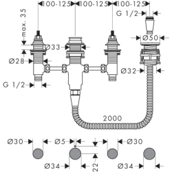Zestaw podstawowy do 4-otworowej baterii na brzeg wanny HANSGROHE 13244180